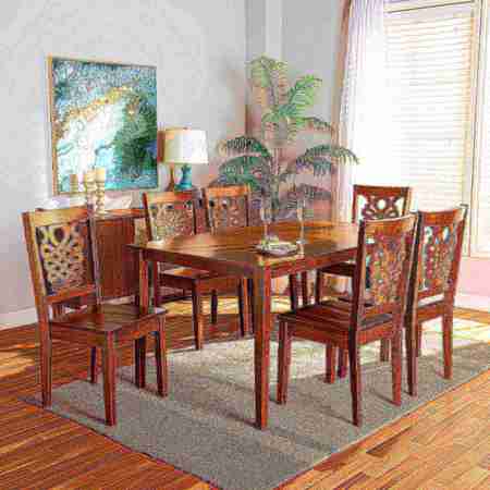 Baxton Studio Luisa Modern and Contemporary Transitional Walnut Brown Finished Wood 7-Piece Dining Set 178-11383-10520-Zoro